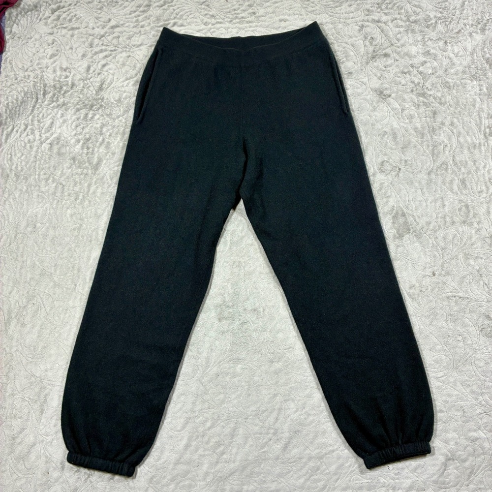 Nadaam 100% Cashmere Knit Jogger Pants Womens Size L Black Quiet Luxury Lounge
